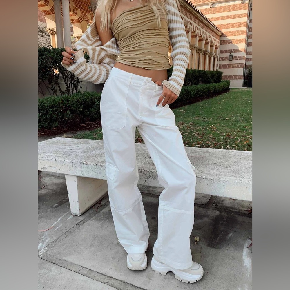 LUNA MID RISE CARGO PANT OFF WHITE - SIZE 6 NWOT